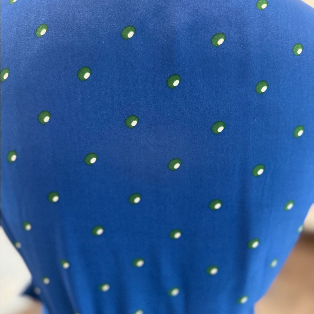 Diane Von Furstenberg Iconic Wrap Maxi Dress- Blue & Green Dot - Picture 3 of 8